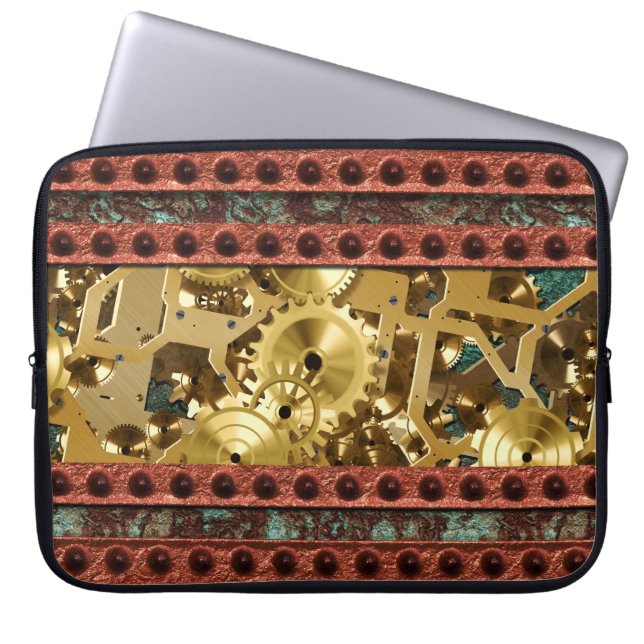 Steampunk 4-laptophoes laptop sleeve (Voorkant)