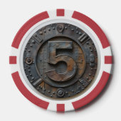 Steampunk $5 Poker Chip: Victoriaans Gokken Chips (Voorkant)