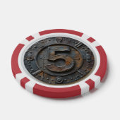 Steampunk $5 Poker Chip: Victoriaans Gokken Chips (Enkel)