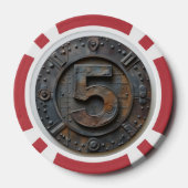 Steampunk $5 Poker Chip: Victoriaans Gokken Poker Chips (Achterkant)