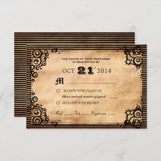 Steampunk  Aangepaste RSVP bekijken (Voorkant / Achterkant)