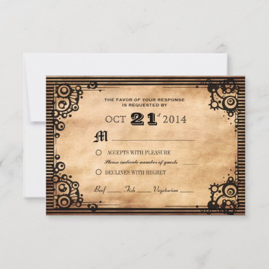 Steampunk  Aangepaste RSVP bekijken Kaartje (Voorkant)