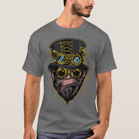 Steampunk aap illustratie t-shirt (Voorkant)