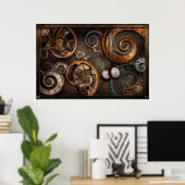 Steampunk - Abstract - de Tijd is ingewikkeld Poster (Thuiskantoor)