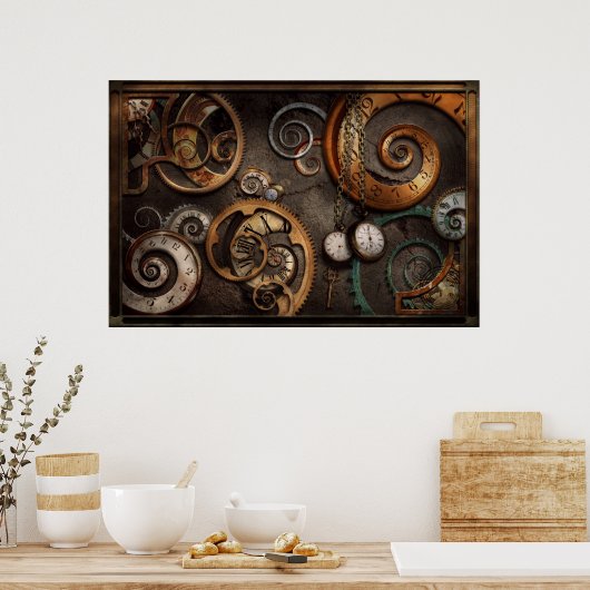 Steampunk - Abstract - de Tijd is ingewikkeld Poster (Keuken)