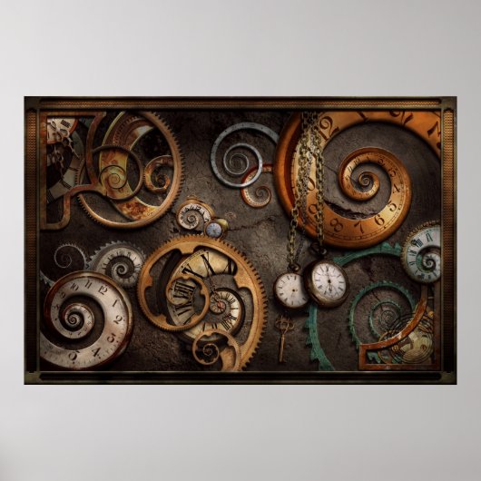 Steampunk - Abstract - de Tijd is ingewikkeld Poster (Voorkant)