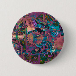 Steampunk, abstract ronde button 5,7 cm