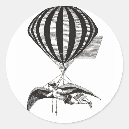 Steampunk Aerialist & Ballon Ronde Sticker (Voorkant)