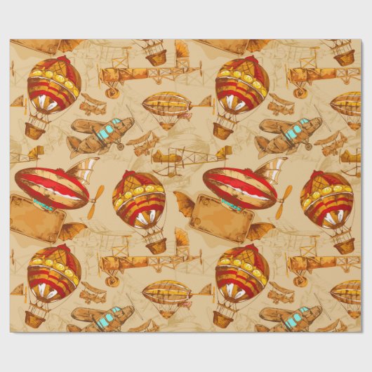 Steampunk-aeronautisch patroon cadeaupapier (Vlak)