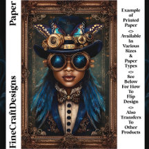 Steampunk African Woman Vrouw CM7 Scrapbook Paper