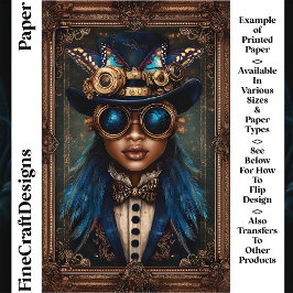 Steampunk African Woman Vrouw CM7 Scrapbook Paper