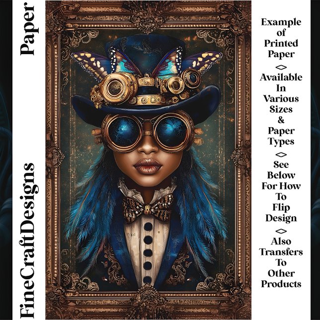 Steampunk African Woman Vrouw CM7 Scrapbook Paper (Creator heeft geüpload)