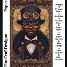 Steampunk Afro-Amerikaans Man CM6 Scrapbook Paper