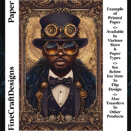 Steampunk Afro-Amerikaans Man CM6 Scrapbook Paper