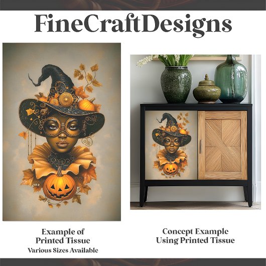 Steampunk Afro-Amerikaanse heks F6L Decoupage Tissuepapier