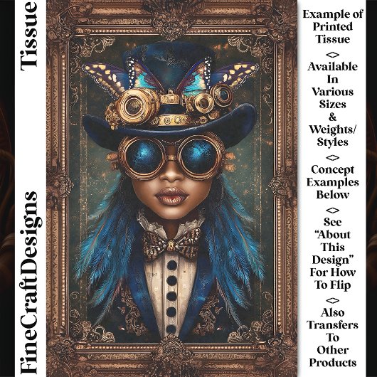 Steampunk Afro-Amerikaanse Vrouw CM7 Decoupage Tissuepapier