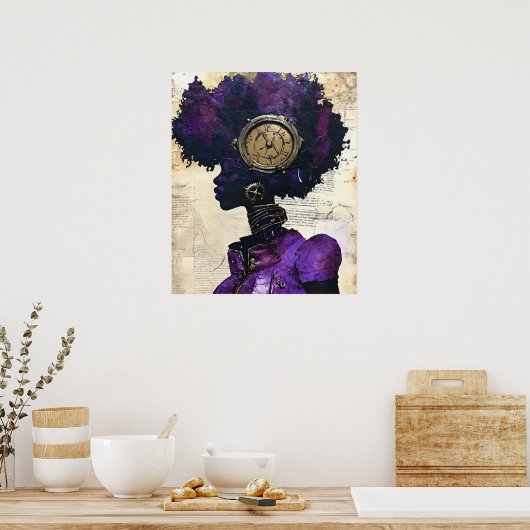 Steampunk Afro-Amerikaanse vrouw Poster (Keuken)