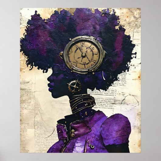 Steampunk Afro-Amerikaanse vrouw Poster (Voorkant)