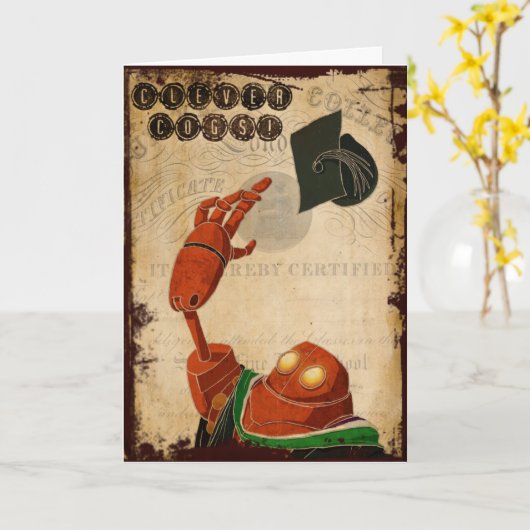 Steampunk Afstuderen Kaart (Gele Bloem)