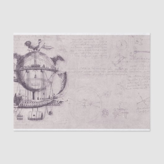  Steampunk Air ballonpatroon oud schrijven Tissuepapier (Voorkant)