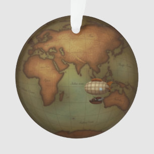 Steampunk Air Travel Neo-Victoriaans Map van het O Ornament