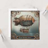 Steampunk Airship  Adventure Design Kaart (Voorkant / Achterkant in situ)