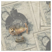 steampunk Airship Compass en Antiek Map Stof (Close Up)