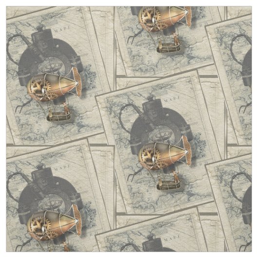 steampunk Airship Compass en Antiek Map Stof (Swatch)