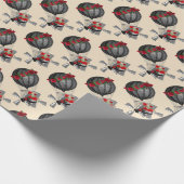 Steampunk Airship en Red Roses-kerstpatroon Cadeaupapier (Hoek)