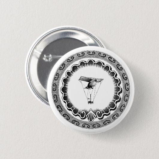 Steampunk Airship Flying Blimp Ronde Button 5,7 Cm (Voorkant /achterkant)