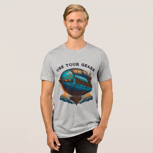 SteamPunk Airship - Gebruik uw tandwielen T-Shirt (Voorkant volledig)