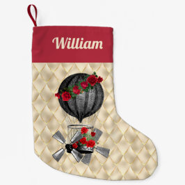 Steampunk Airship met Red Roses Kerstmis Kleine Kerstsok