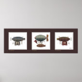 Steampunk Airship Trio van Fantasy Dirigibles Poster (Voorkant)