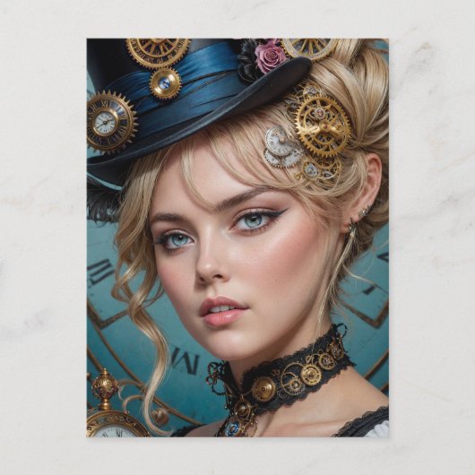 Steampunk Alice Briefkaart (Voorkant)