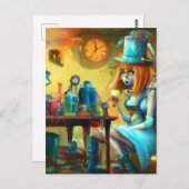 Steampunk Alice Creëer Poties in een Alchemy Lab Briefkaart (Voorkant / Achterkant)