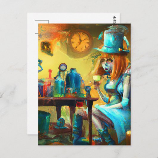 Steampunk Alice Creëer Poties in een Alchemy Lab Briefkaart (Voorkant / Achterkant)