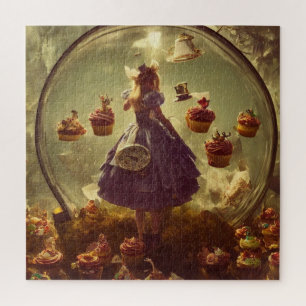 Steampunk Alice en Cupcakes AI Generated Art Legpuzzel