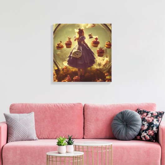 Steampunk Alice en Cupcakes Canvas Afdruk (Insitu (Woonkamer))