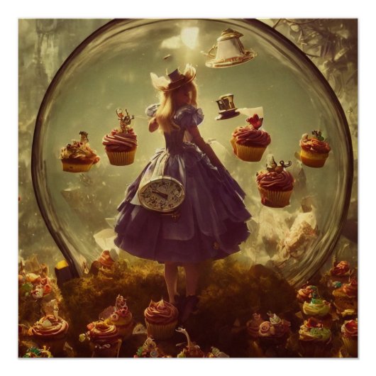 Steampunk Alice en Cupcakes Perfect Poster (Voorkant)