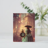 Steampunk Alice in de stad Retrofuturisme Briefkaart (Staand voorkant)