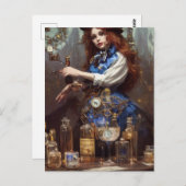 Steampunk Alice in het lab Briefkaart (Voorkant / Achterkant)