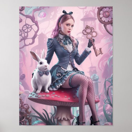Steampunk Alice in Wonderland Poster (Voorkant)
