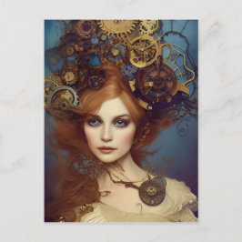 Steampunk Alice Stunning Fantasy Portret Briefkaart