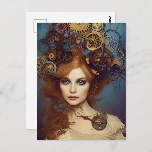 Steampunk Alice Stunning Fantasy Portret Briefkaart (Voorkant / Achterkant)
