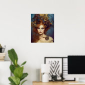 Steampunk Alice Stunning Fantasy Portret Poster (Thuiskantoor)