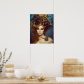 Steampunk Alice Stunning Fantasy Portret Poster (Keuken)
