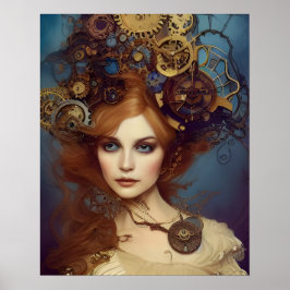 Steampunk Alice Stunning Fantasy Portret Poster