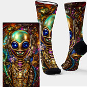 Steampunk Alien Green Blue & Brown Sokken