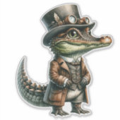 Steampunk Alligator Transparante Sticker (Voorkant)
