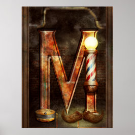 Steampunk - Alphabet - M is voor Mustache Poster